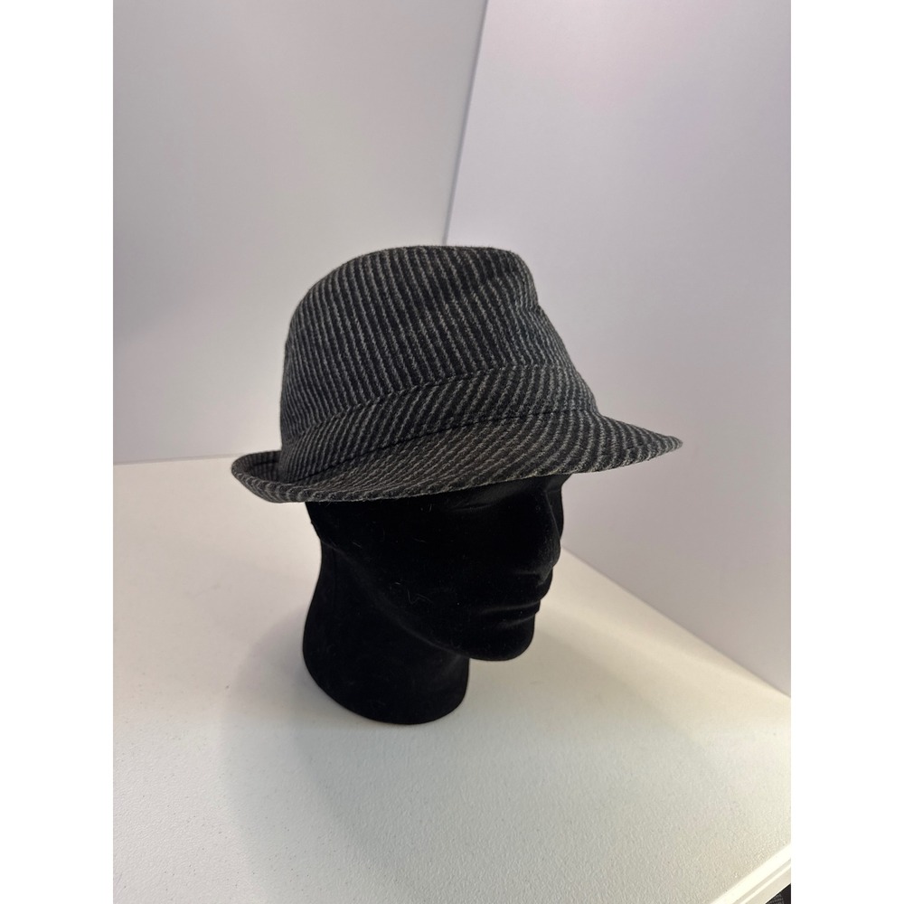 Victoria Victoria Mens Fedora Hat Charcoal Grey Pinstripe Trilby Short Brim